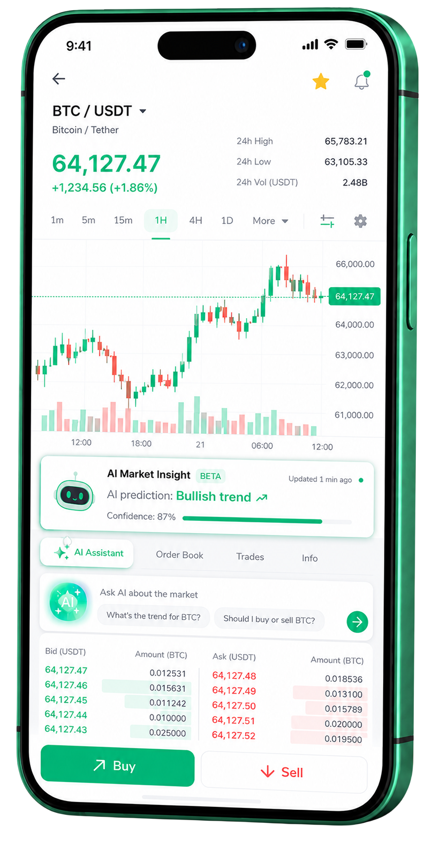 Application mobile de trading Marée Capitange fonctionnant sur un smartphone